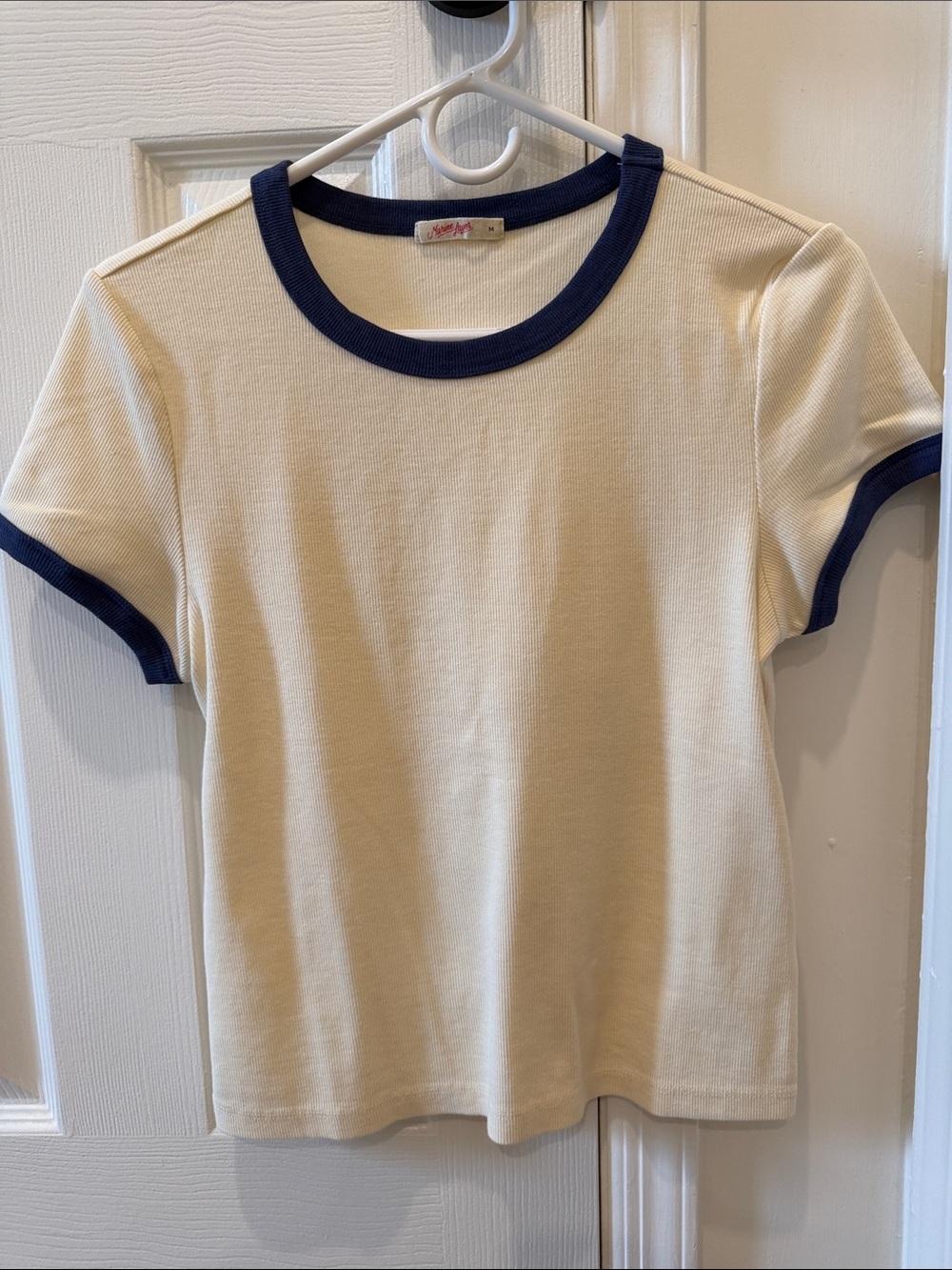 Marine Layer Cream Ringer Tee with Navy Trim